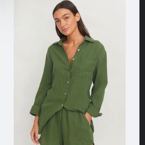 Citrine Swim Hampton Shirt in Forest Gauze